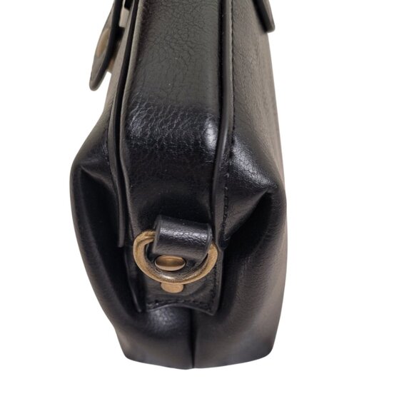 Retro Crossbody Bag Women Vintage Style Black Leather Adjustable Shoulder Bag - Picture 4 of 9